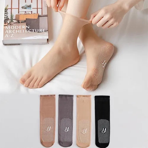 ✨ 5 Pairs Invisible Crystal Silk Socks 🧦💎 | Non-Slip Ultra-Thin Comfy