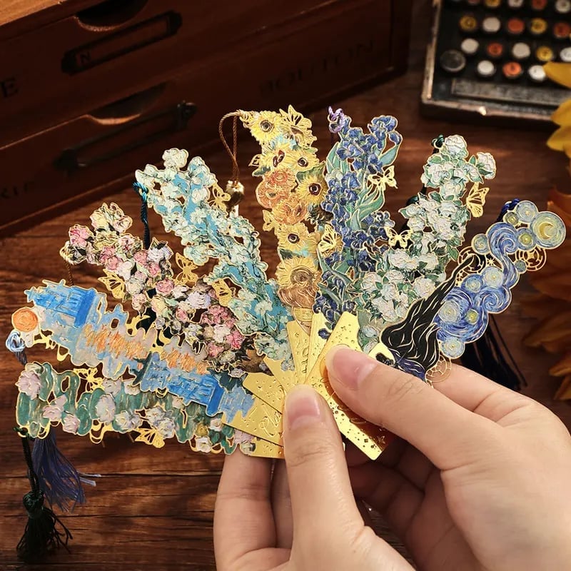 📚✨Gold Metal Bookmark with Tassel – Van Gogh & Monet Inspired Gift for Book Lovers 🎨