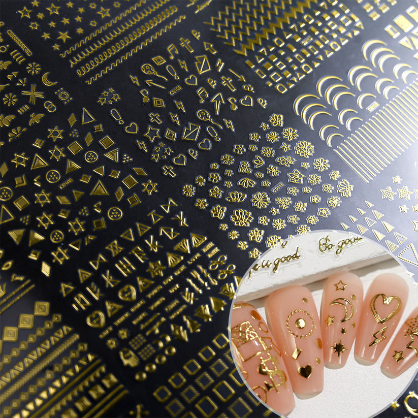 ✨ Luxury Gold Nail Art Stickers | Buy 1 Get 2 FREE 🎁 | Easy DIY Glam Nails 💅