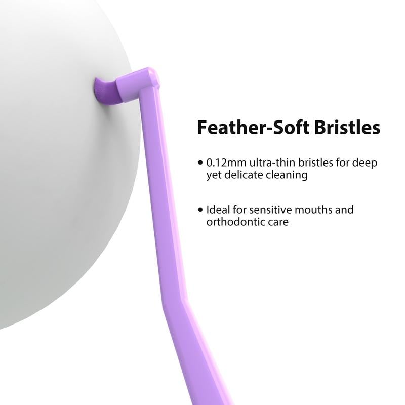2 pcs End-tufted bristle toothbrush - Soft, dense bristles | Designed specifically for braces wearers, precisely cleans hard-to-reach areas, caring for teeth and gums.