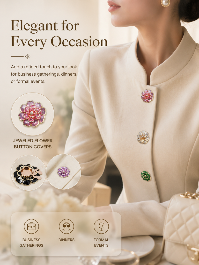 🔥 2K+ Sold Today｜Hot-Selling Rhinestone Flower Cufflinks Clip｜Sparkling & Elegant