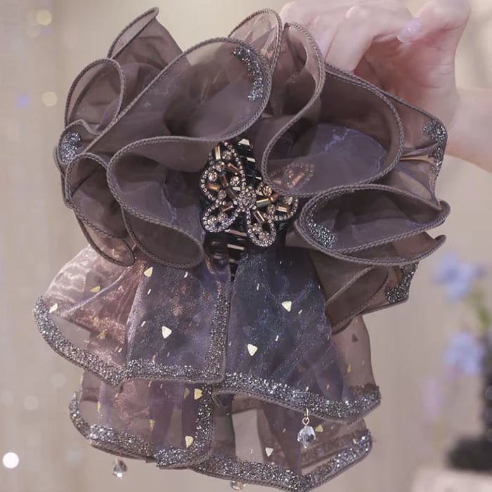 Ruffled Organza Butterfly Hair Claw Clip