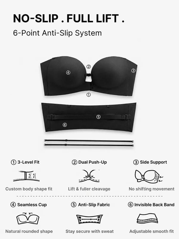 🔥 HOT SALE 🔥Women's Strapless Front Closure Push-Up Bra