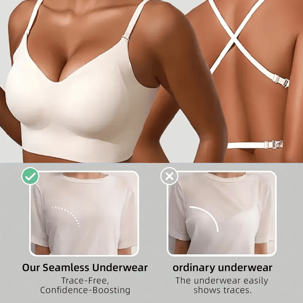 🔥Hot Sale 49% OFF!!⚡-Women's Solid Color Wireless Backless Bra👍