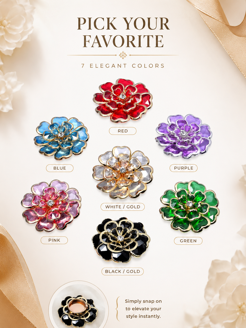 🔥 2K+ Sold Today｜Hot-Selling Rhinestone Flower Cufflinks Clip｜Sparkling & Elegant