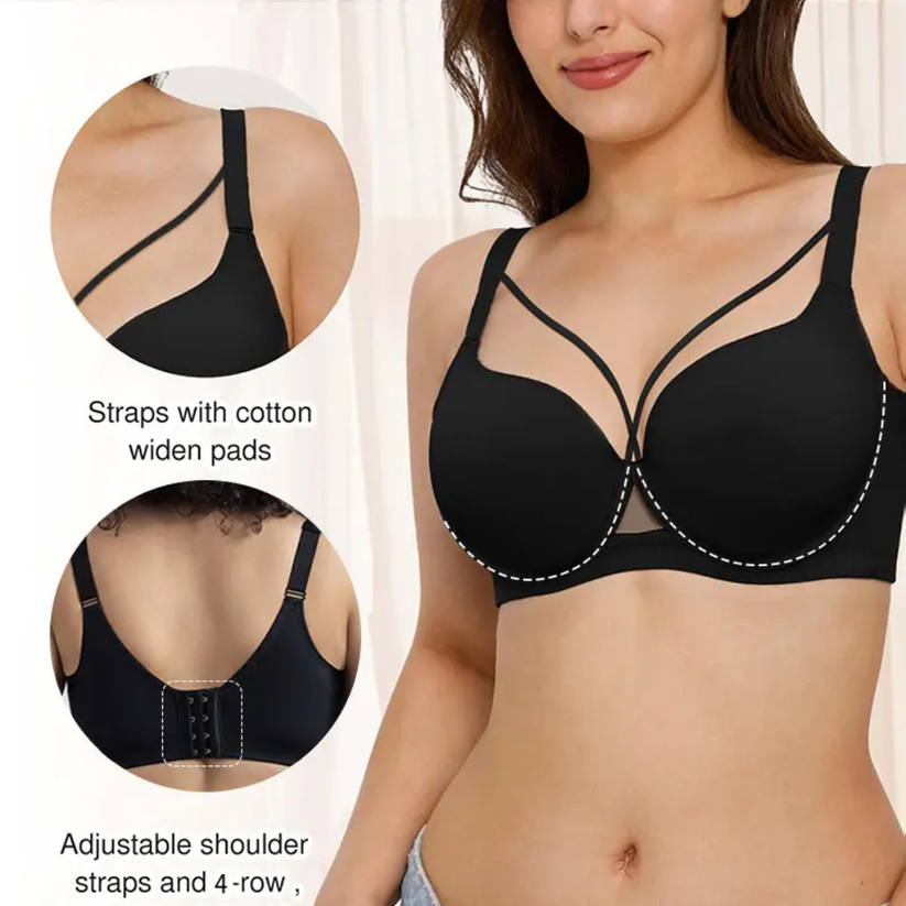 🔥 BEST SELLER 🔥 Seamless Deep V Push Up Bra ✨ Instant Lift & Perfect Curves 🍒💕