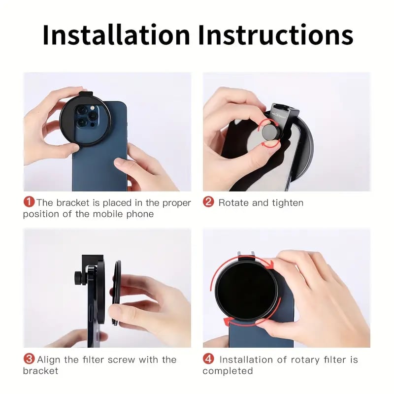 🔥Clip On 67mm Variable Phone Lens Filter Kit