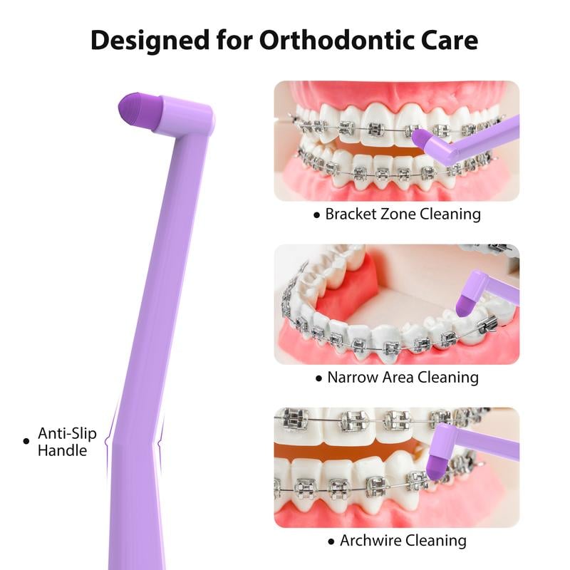2 pcs End-tufted bristle toothbrush - Soft, dense bristles | Designed specifically for braces wearers, precisely cleans hard-to-reach areas, caring for teeth and gums.