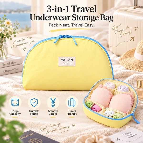 🔥Last Day 50% OFF🧳Keep Travel Essentials Neat And Separated - 3-in-1 Underwear Organiser Bag✨