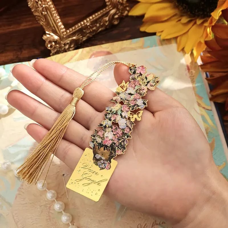 📚✨Gold Metal Bookmark with Tassel – Van Gogh & Monet Inspired Gift for Book Lovers 🎨