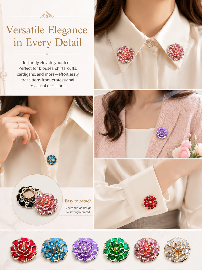 🔥 2K+ Sold Today｜Hot-Selling Rhinestone Flower Cufflinks Clip｜Sparkling & Elegant