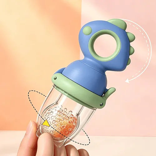 🔥Baby Push-Feed Fruit Feeder & Teether — Dinosaur Set