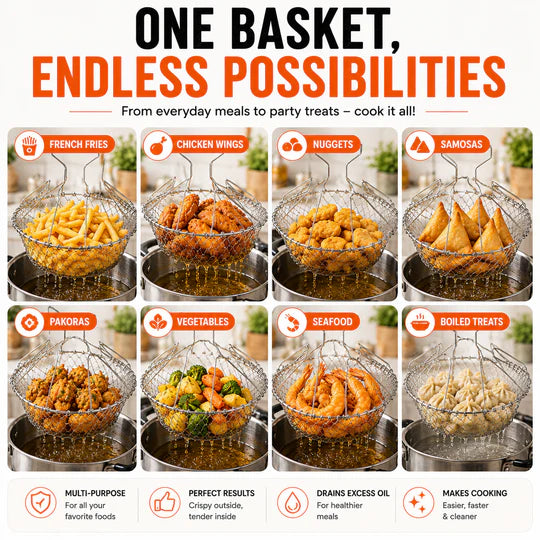 Multifunctional Stainless Steel Folding Frying Basket