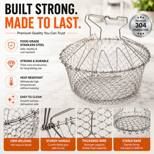 Multifunctional Stainless Steel Folding Frying Basket
