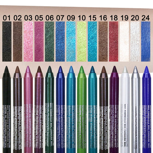 ✏️14-Pack Waterproof Colored Gel Eyeliner Pencil – Metallic & Shimmer Finishes, Smudge-Proof ✨