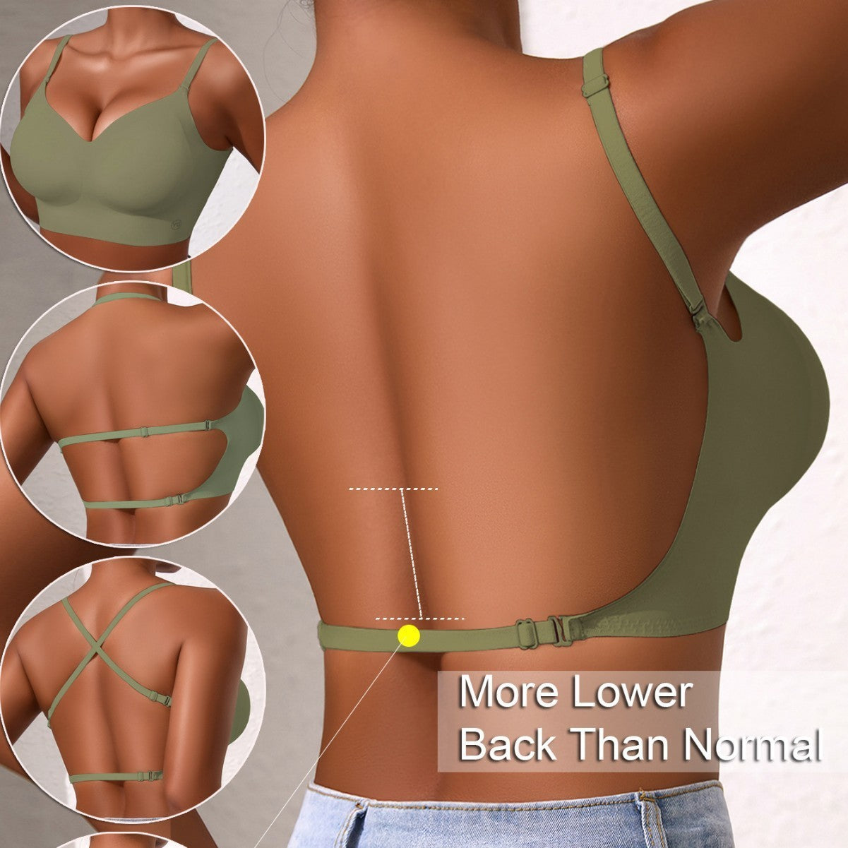 🔥Hot Sale 49% OFF!!⚡-Women's Solid Color Wireless Backless Bra👍
