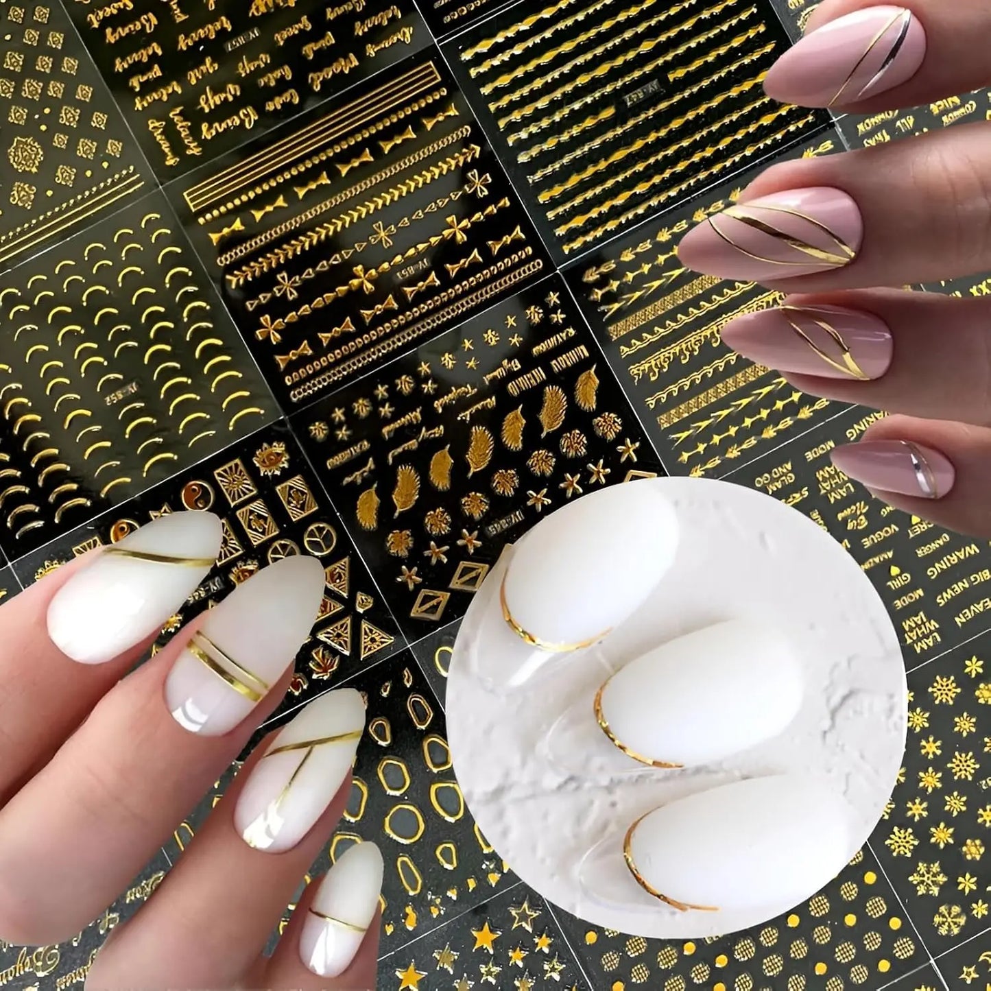 ✨ Luxury Gold Nail Art Stickers | 90 Sheets 💅| Easy DIY Glam Nails 💅
