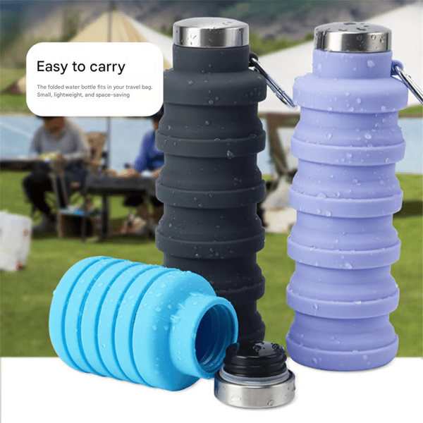 🔥🔥Silicone foldable water bottle 500ml – Ideal for sports, travel & outdoor – Reusable & BPA-free