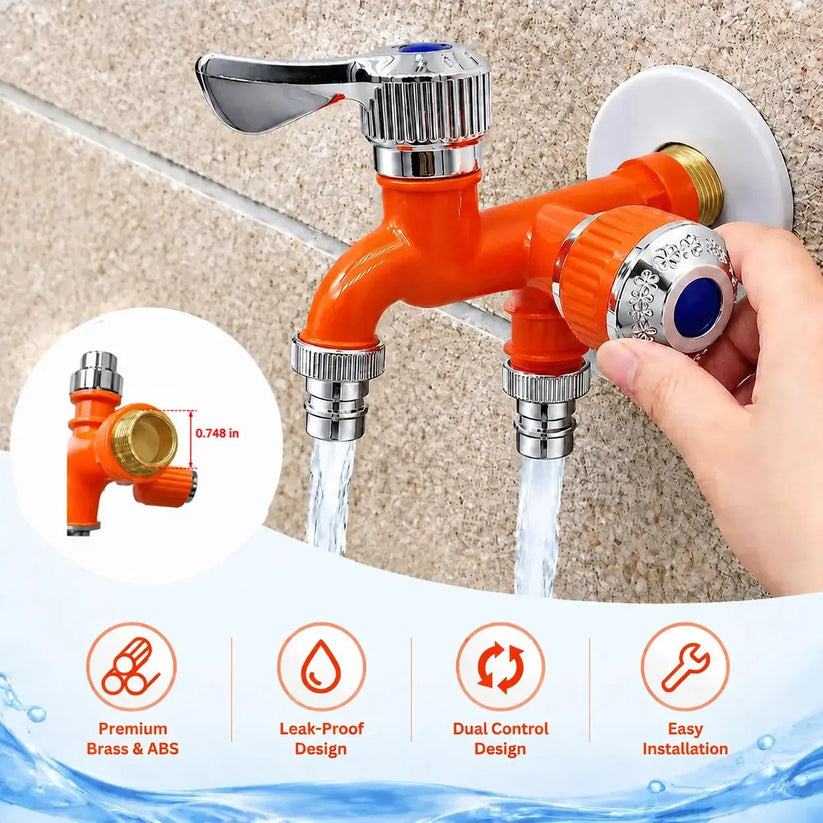 LAST DAY 50% OFF 🔥Dual Outlet Washing Machine Plastic Faucet - 1 In 2 Out Water Plastic Tap