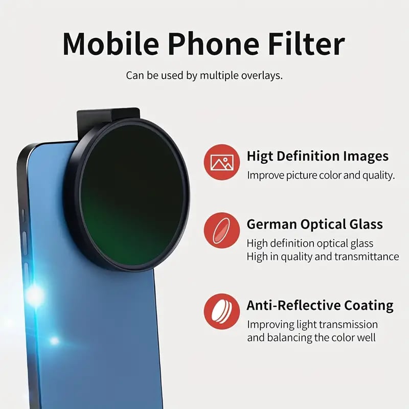 🔥Clip On 67mm Variable Phone Lens Filter Kit