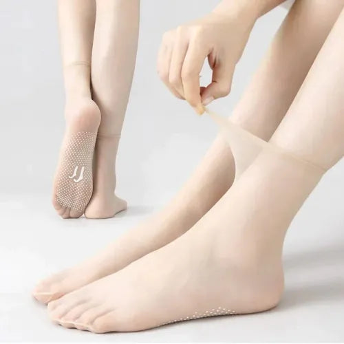 ✨ 5 Pairs Invisible Crystal Silk Socks 🧦💎 | Non-Slip Ultra-Thin Comfy