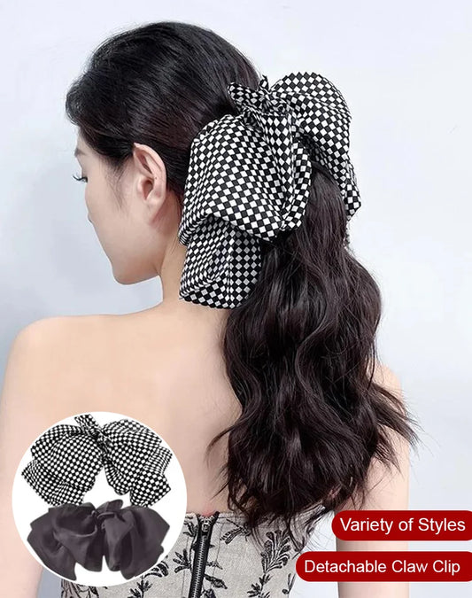 [Gentle and Sweet] Natural Wavy Claw Clip Ponytail Hair Extensions with Bowknot