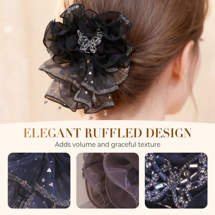 Ruffled Organza Butterfly Hair Claw Clip