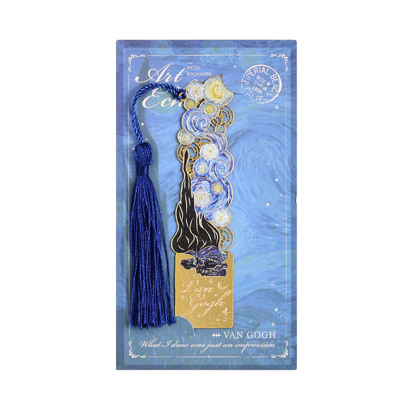 📚✨Gold Metal Bookmark with Tassel – Van Gogh & Monet Inspired Gift for Book Lovers 🎨
