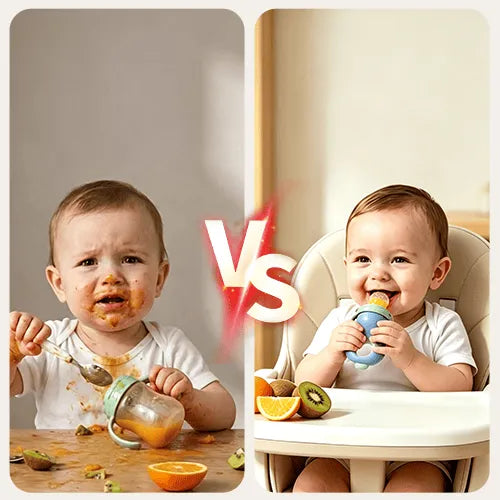 🔥Baby Push-Feed Fruit Feeder & Teether — Dinosaur Set