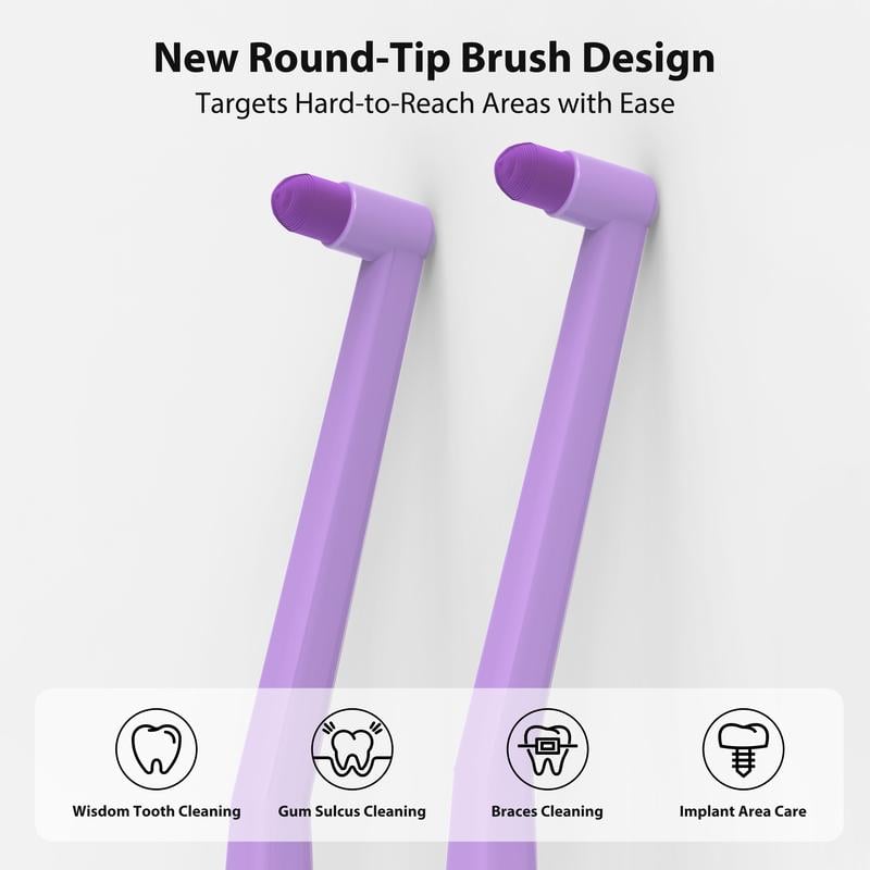 2 pcs End-tufted bristle toothbrush - Soft, dense bristles | Designed specifically for braces wearers, precisely cleans hard-to-reach areas, caring for teeth and gums.