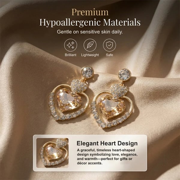 🔥HOT SALE🔥💎✨ Women’s Sparkling Double Heart Drop Earrings – Dazzling, Lightweight, Romantic ❤️