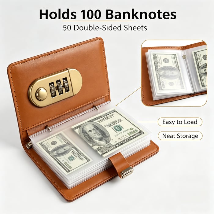 🔥Last Day 50% OFF💷Turn Saving Into A Challenge - 100-Pocket Cash Savings Binder🔐