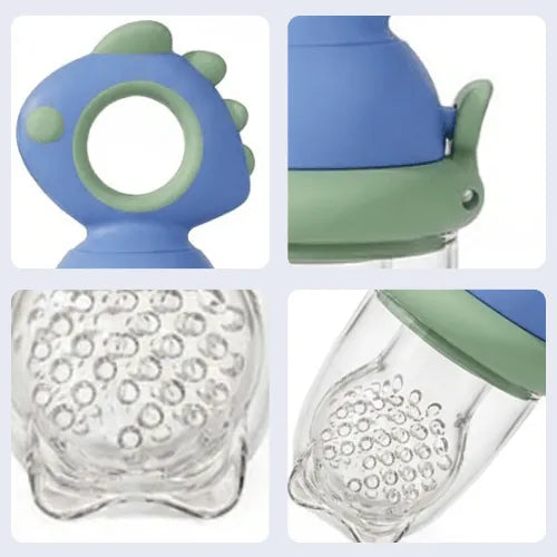 🔥Baby Push-Feed Fruit Feeder & Teether — Dinosaur Set
