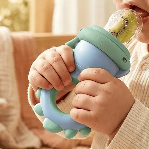 🔥Baby Push-Feed Fruit Feeder & Teether — Dinosaur Set