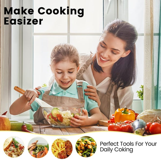 Wood Handled Multi-function Silicone Spatula Spoon