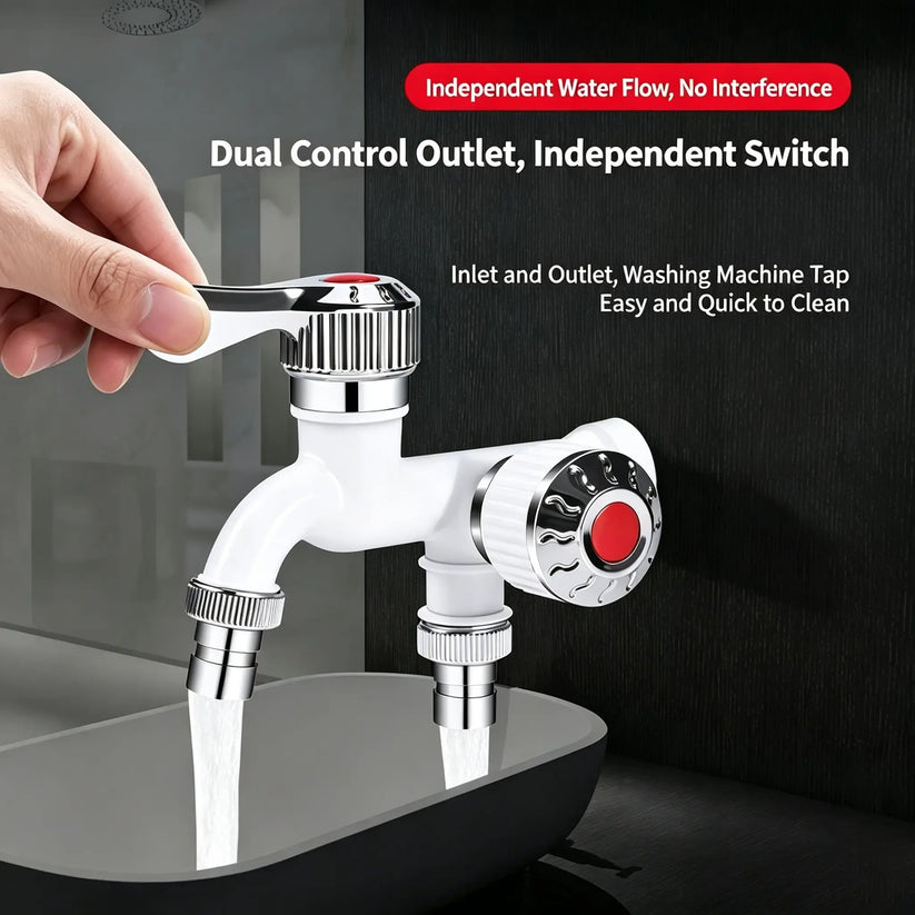 LAST DAY 50% OFF 🔥Dual Outlet Washing Machine Plastic Faucet - 1 In 2 Out Water Plastic Tap