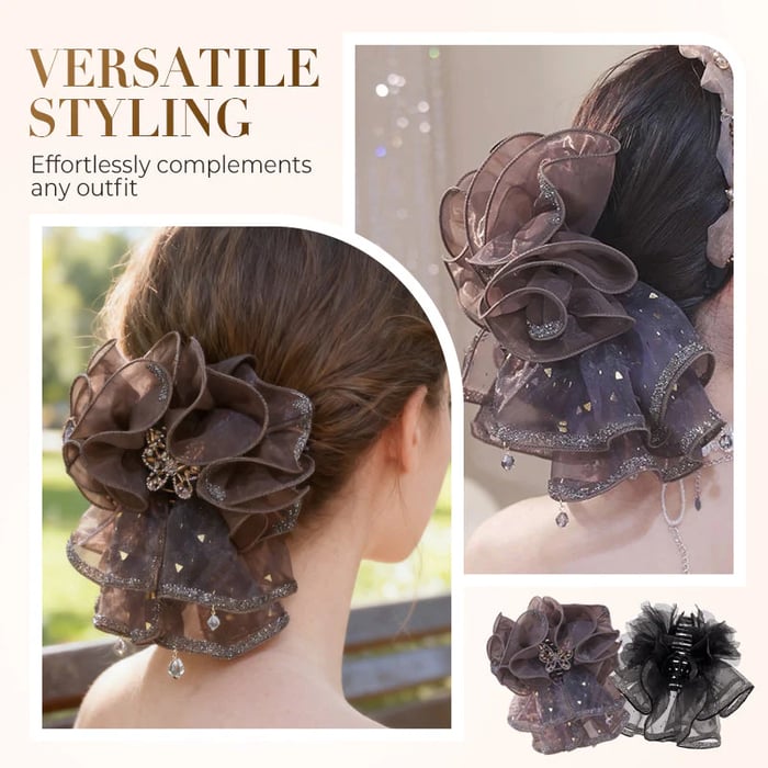 Ruffled Organza Butterfly Hair Claw Clip