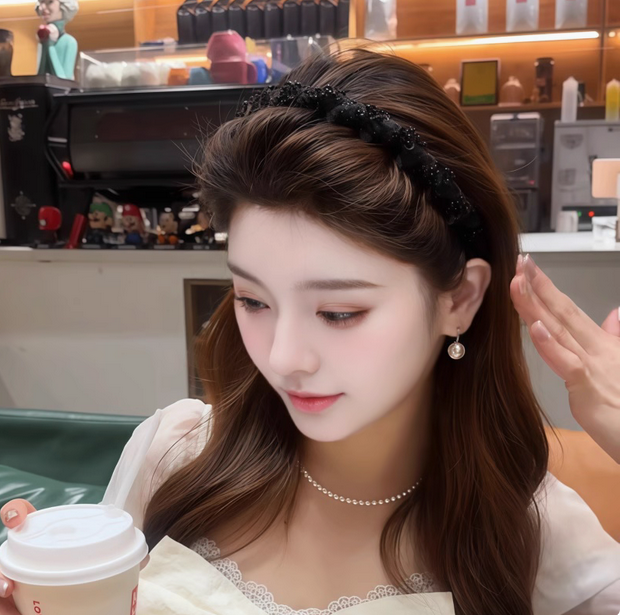 ✨Black Hairband with Pearls for Everyday Use