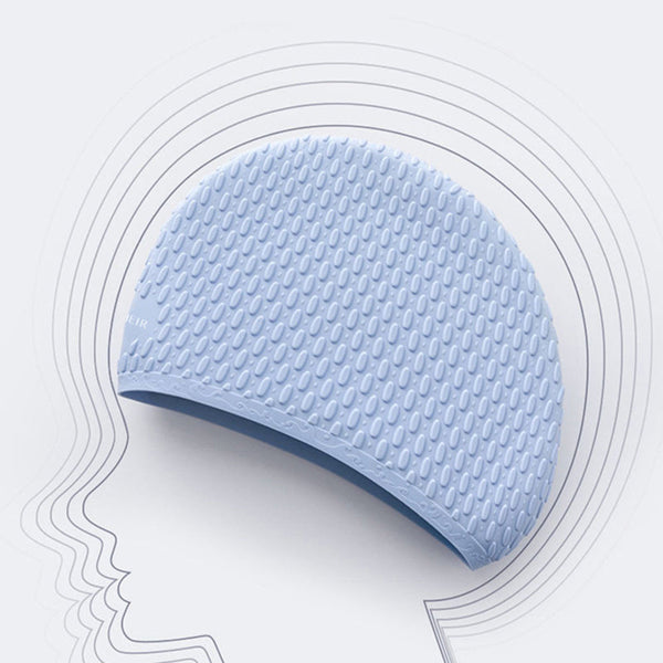 Women's silicone ear-protecting swimming cap