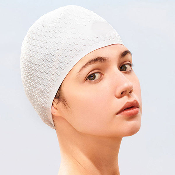 Women's silicone ear-protecting swimming cap