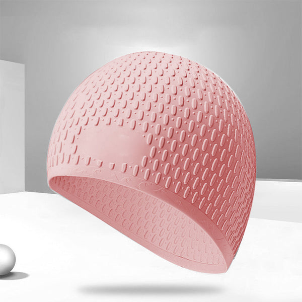 Women's silicone ear-protecting swimming cap