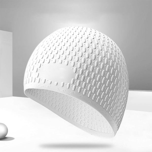 Women's silicone ear-protecting swimming cap