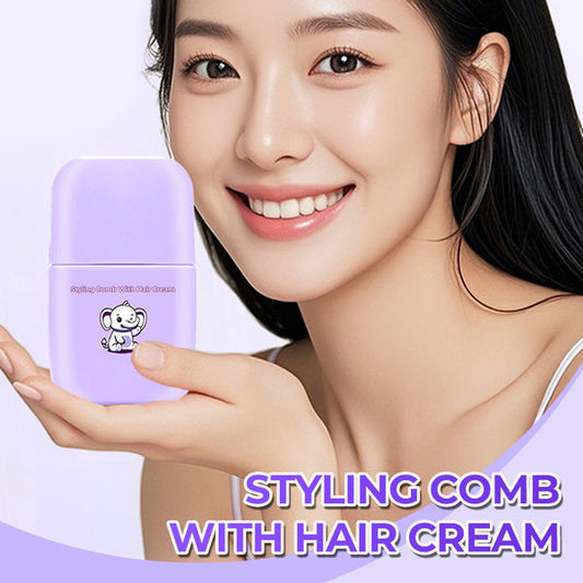 🔥Styling Comb With Hair Cream🌟Tames Frizz, Adds Shine & Perfect for On-the-Go💇‍♀️