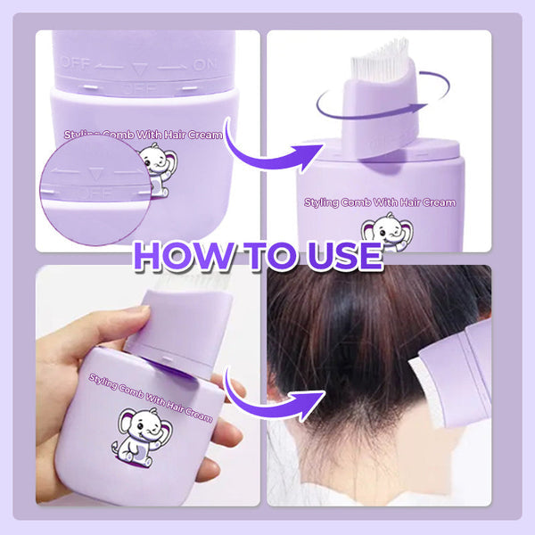 🔥Styling Comb With Hair Cream🌟Tames Frizz, Adds Shine & Perfect for On-the-Go💇‍♀️