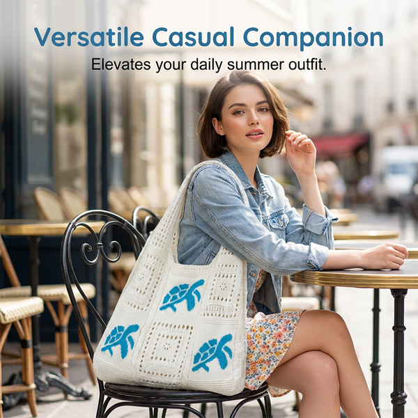 🥳2026 HOT SALE🥳💞50K+ SOLD!💥🌸Turtle Pattern Crochet Tote Bag