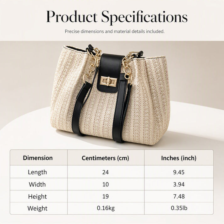 👜 Chic Woven Straw Shoulder Bag 🌿 | Stylish Faux Leather Trim | Perfect for Everyday & Vacation Looks ✨