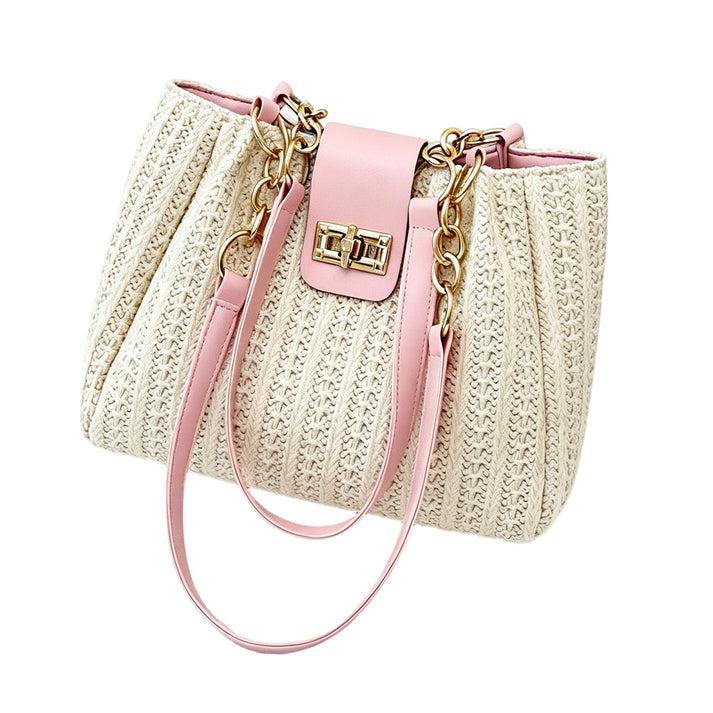 👜 Chic Woven Straw Shoulder Bag 🌿 | Stylish Faux Leather Trim | Perfect for Everyday & Vacation Looks ✨