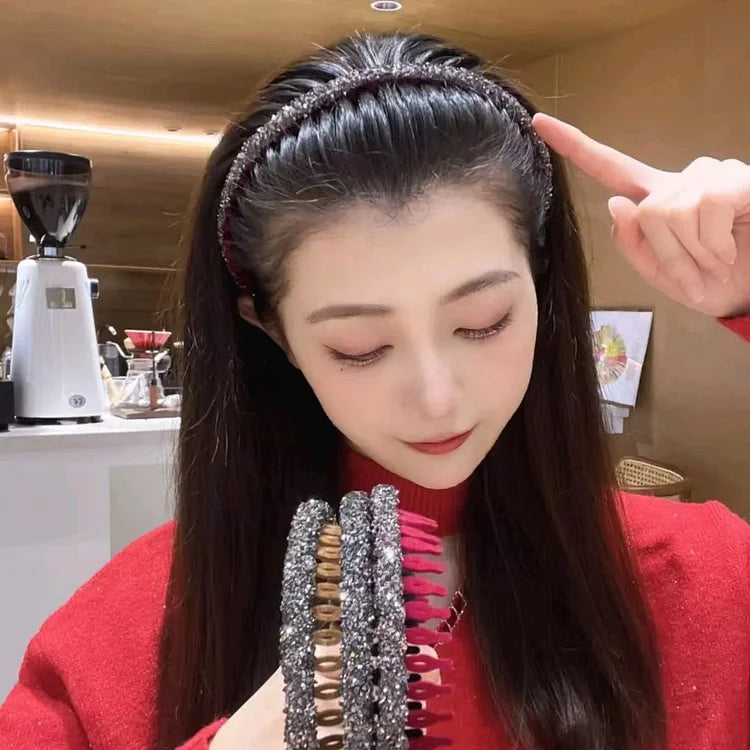 Vintage Rhinestone Flocked Headband （3Pcs / 1Set）