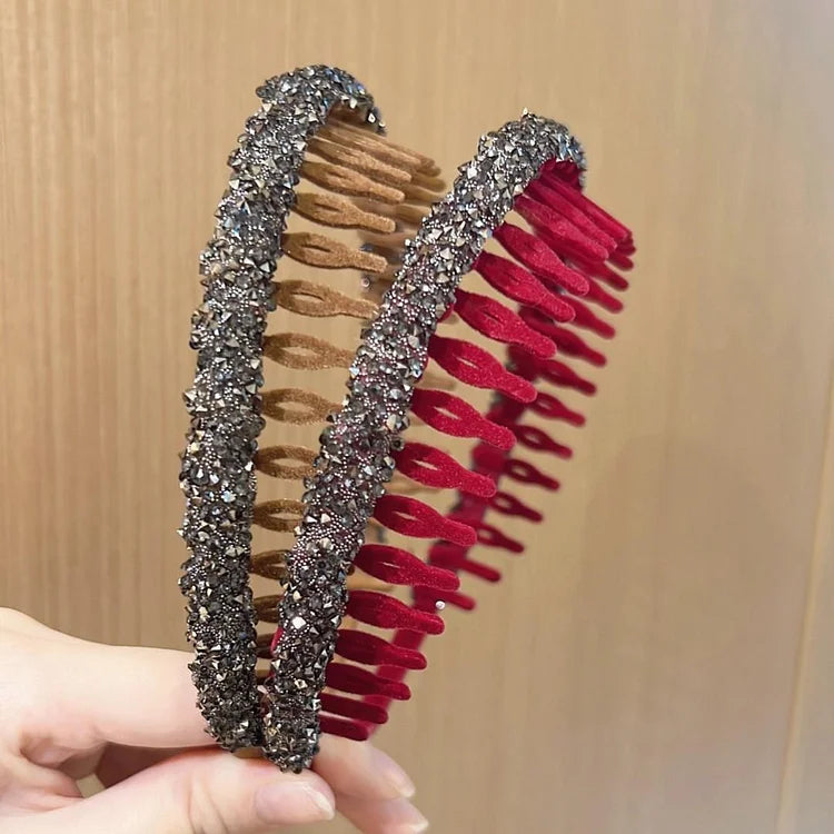 Vintage Rhinestone Flocked Headband （3Pcs / 1Set）