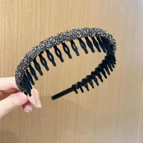 Vintage Rhinestone Flocked Headband （3Pcs / 1Set）